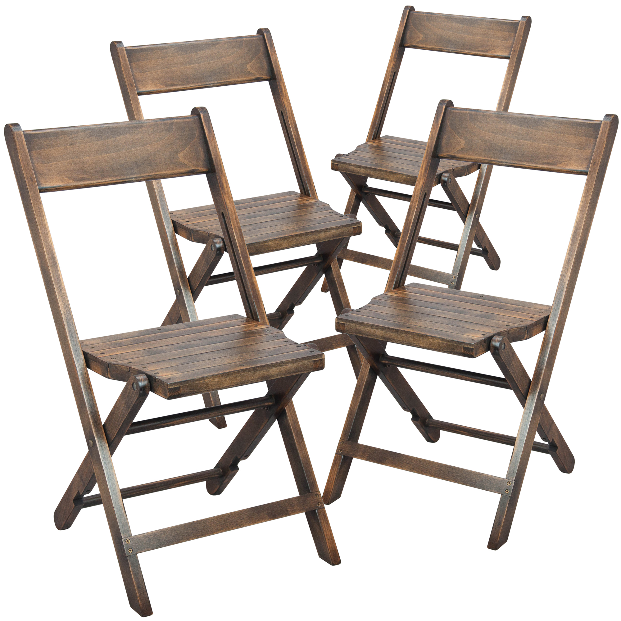 Flash Furniture, Slatted Wood Folding Wedding Chair - Antique Black, Included (qty.) 4 Model# 4WFCSLATAB